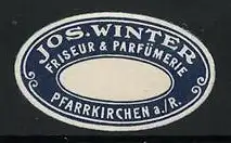 Reklamemarke Pfarrkirchen, Jos. Winter Friseur & Parfümerie, Ovales Design