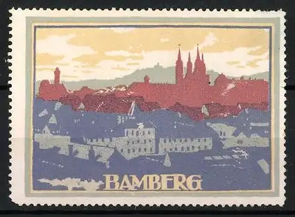 Reklamemarke Bamberg, Bamberg, Stadtansicht mit Dom und Altenburg