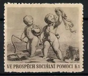 Reklamemarke Ve Prospech Sociální Pomoci, Putti mit Lorbeerkranz