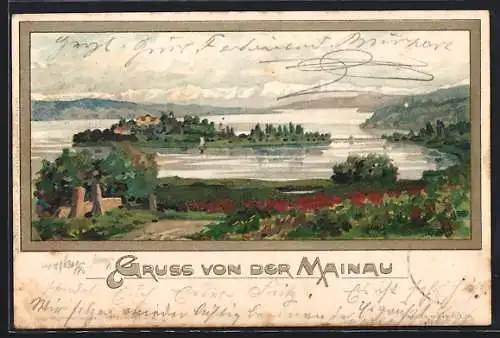 Künstler-AK Karl Mutter: Insel Mainau, Landschaftspanorama, um 1900