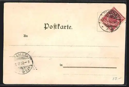 Lithographie Konstanz, Bodensee Dampfer, Landungssteg, Münster