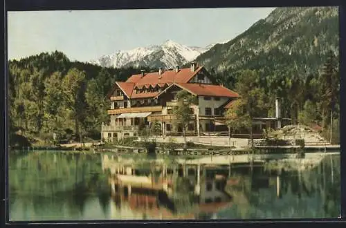 AK Grainau, Alpenhotel Badersee vom Wasser aus