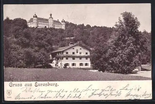 AK Eurasburg / Isartal, Teilansicht mit Schloss