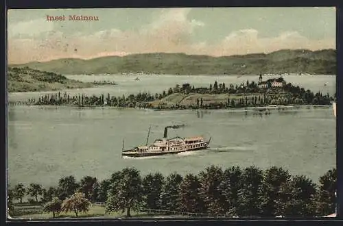 AK Insel Mainau, Mainau aus der Vogelschau