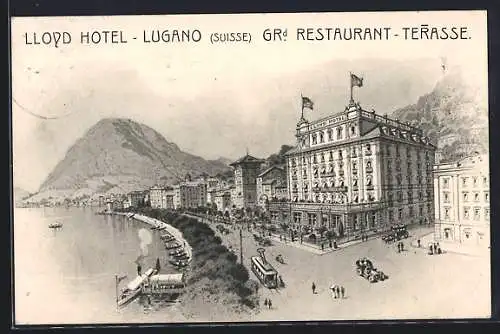 Lithographie Lugano, Lloyd Hotel, Grand Restaurant-Terrasse