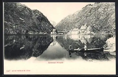 AK Grimsel-Hospiz, Männer im Ruderboot