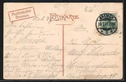 Lithographie Bremen, Rathskeller, Fässer im Zwölf Apostelkeller