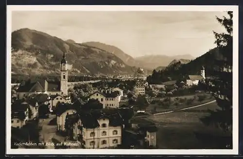 AK Kiefersfelden, Strassenpartie aus der Vogelschau mit Blick auf Kuftstein