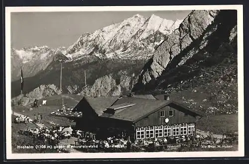 AK Garmisch, Hochalm (1705 m) gegen Wettersteinwand und Karwendel