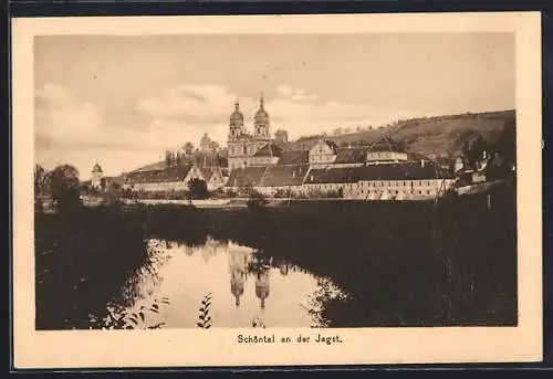 AK Schöntal / Jagst, Ortsansicht vom Wasser gesehen