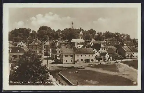 AK Mainburg, Ortsansicht von der Abensbrücke aus