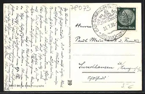 AK Bad Dürrheim /Schwarzwald, Teilansicht mit Kirche