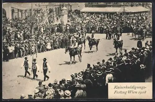 AK Wien, Szene vom Kaiserhuldigungs-Festzug 1908