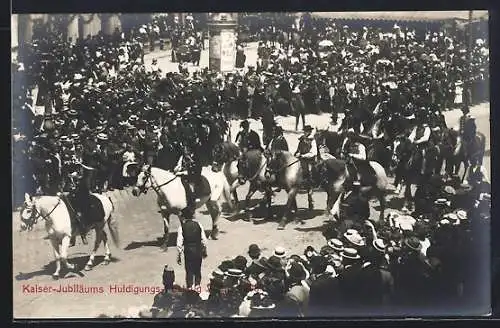 AK Wien, Reiter beim Kaiser-Jubiläums Huldigungs-Festzug 1908