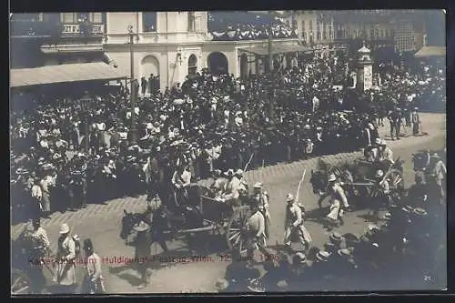 AK Wien, Kaiser-Jubiläums-Huldigungs-Festzug 1908, Historische Gruppe Kriegsgefangenen- und Verwundeten-Transport