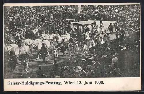 AK Wien, Prunkvolle Kutsche beim Kaiser-Huldigungs-Festzug 1908