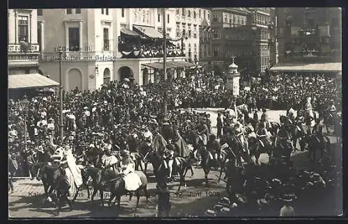 AK Wien, Die 61. Gruppe III, Rudolf der Stifter mit Gefolge, Kaiser-Jubiläums-Huldigungs-Festzug 1908