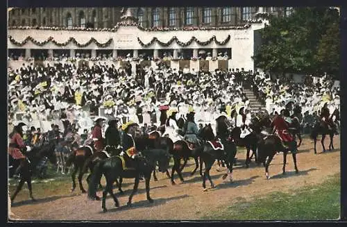 AK Huldigungszug 1908, Zeit Karls VI., Prinz Eugen mit seinem Stabe