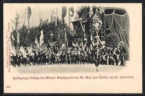 AK Huldigungs-Festzug der Wiener Schuljugend vor Sr. Maj. dem Kaiser am 24. Juni 1898