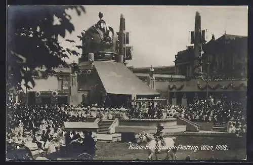 AK Wien, Kaiser-Jubiläum, Huldigungs-Festzug 12. Juni 1908, Ehrentribüne