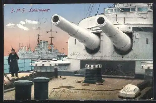 AK Kanone auf Kriegsschiff S. M. S. Lothringen