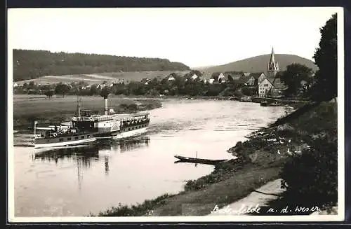 AK Bodenfelde, Dampfer MS Fürst Bismarck auf der Weser