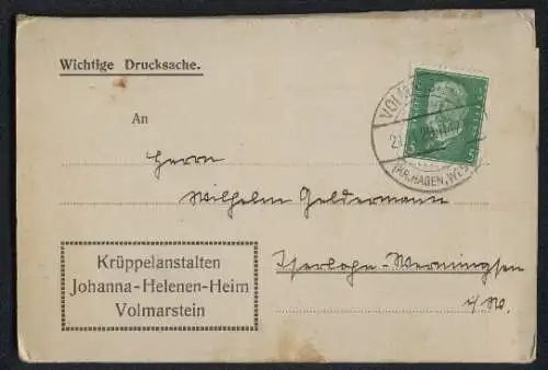 Leporello-AK Volmarstein, Krüppelanstalten Johanna-Helenen-Heim, verschiedene Motive