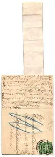 Leporello-AK Hamburg, Ansichten im Koffer, Hauptbahnhof, Rathaus, Ballin- und Chile-Haus, Bismarck-Denkmal