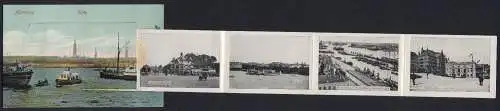 Leporello-AK Hamburg, Hafen, Alster-Pavillon und Hotel Hamburger Hof, Rathaus, Jungfernstieg