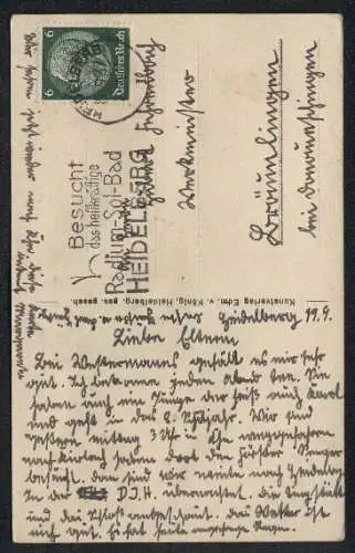 Leporello-AK Heidelberg, Ansichten hinter der Lederhose, Schloss, Neckarbrücke, Grosses Fass