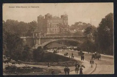 Siegelmarken-AK Hamburg, Kersten Miles Brücke mit Seewarte, Uhlenhorster Fährhaus, Elbtunnel