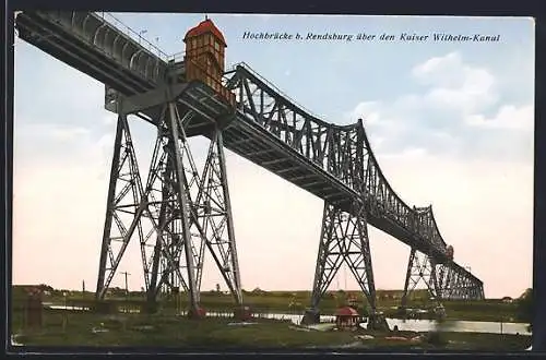 AK Rendsburg, Hochbrücke über dem Kaiser-Wilhelm-Kanal