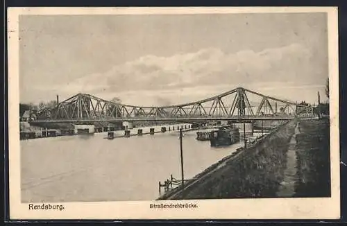 AK Rendsburg, Blick zur Strassendrehbrücke