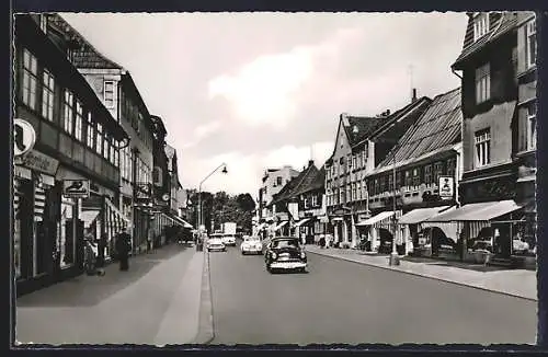 AK Rendsburg, Königstrasse mit Geschäften