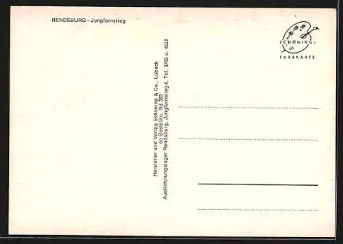 AK Rendsburg, Jungfernstieg mit Geschäft von W. Stietzel und Bank