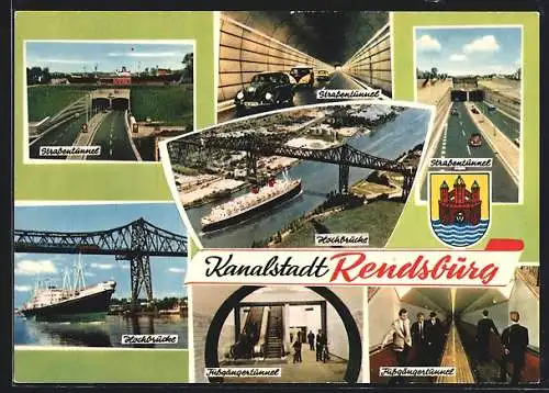 AK Rendsburg, Hochbrücke, Strassentunnel, Inneres Fussgängertunnel