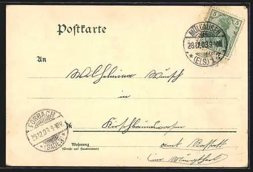 AK Prosit Neujahr, Uniformierter Soldat im Rosen-Passepartout