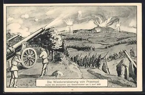 Künstler-AK Die Wiedereroberung von Przemysl durch die Deutschen und Oesterreicher 1915