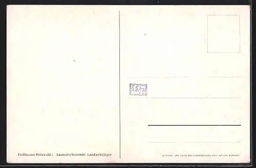 Künstler-AK Ausmarschierende Landwehrjäger in Uniform mit Gewehr