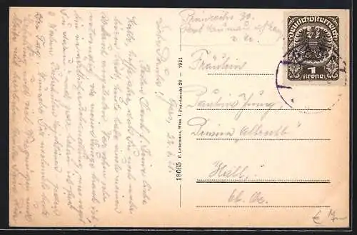 AK Gars am Kamp, Totalansicht mit Hotel Kamptalhof aus der Vogelschau
