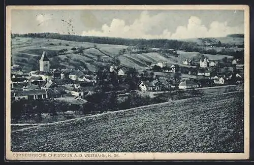 AK Christofen a. d. Westbahn, Ortsansicht vom Feld aus