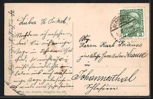 AK Gloggnitz /N. Oe., Teilansicht mit Bergen