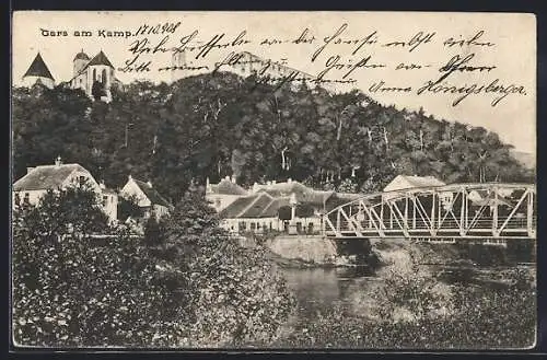 AK Gars am Kamp, Teilansicht mit Flussbrücke und Kirche