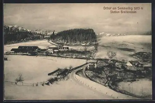 AK Orthof am Semmering, Teilansicht des Ortes im Winter