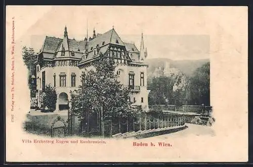 AK Baden b. Wien, Villa Erzherzog Eugen und Rauhenstein