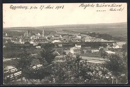 AK Eggenburg, Ortsansicht von einer Anhöhe aus