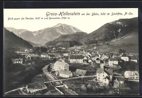 AK Gross-Hollenstein an der Ybbs, Ortsansicht mit Voralpe und Gamsstein