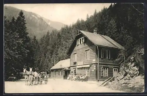 AK Hirschwang /Rax, Gasthaus Touristenheim im Weichtal