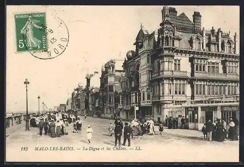 AK Malo-les-Bains, La Digue et les Chalets