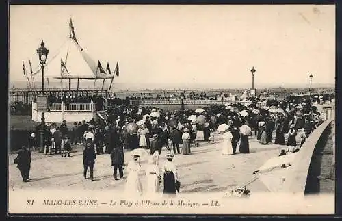 AK Malo-les-Bains, La Plage à l`Heure de la Musique